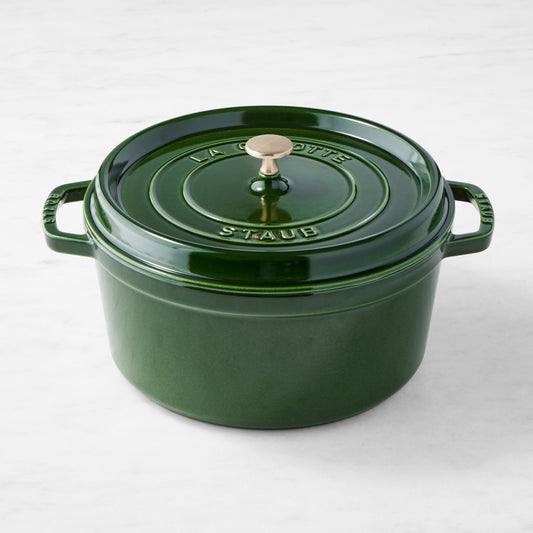STAUB COCOTTE 7 QT ROUND BASIL