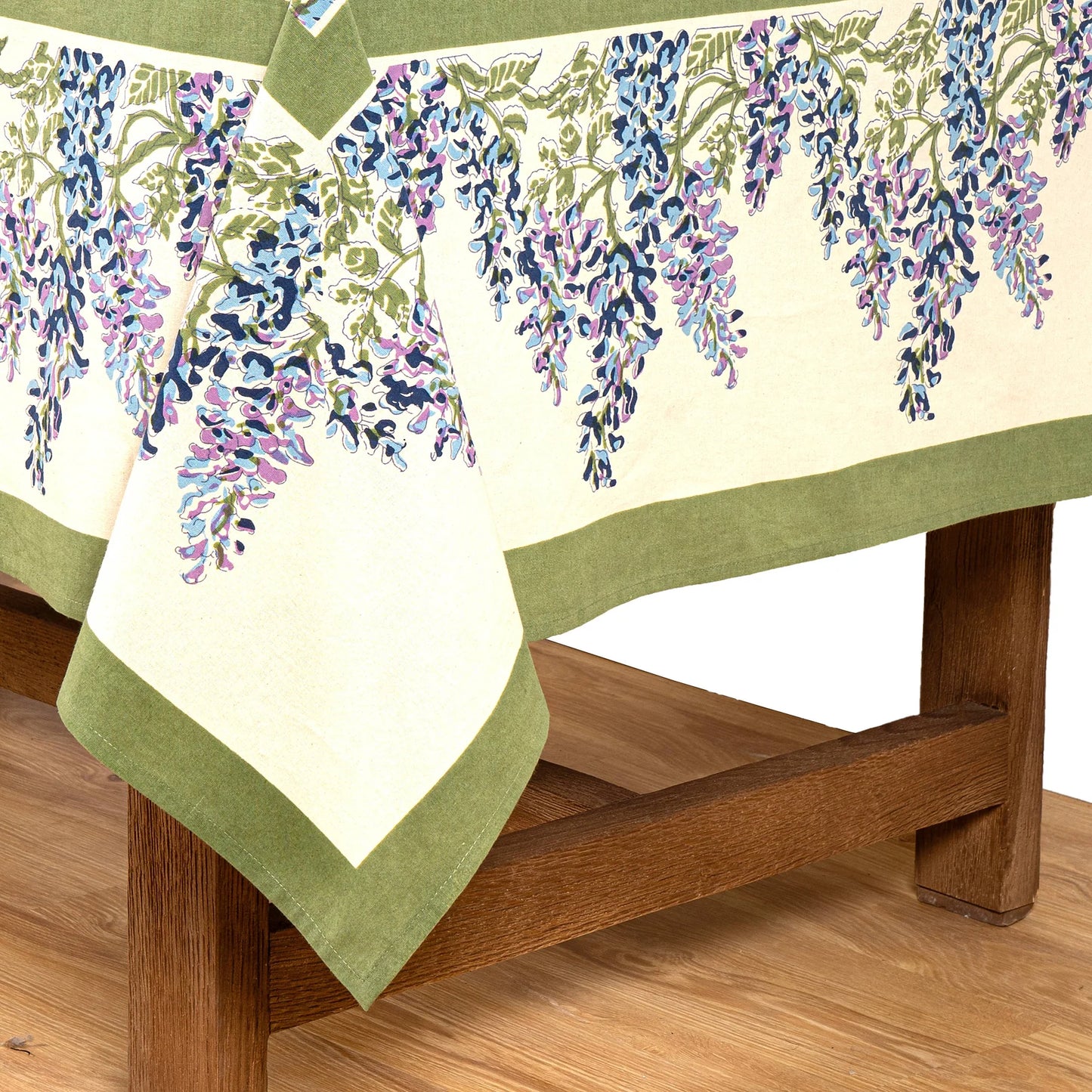 WISTERIA BLUE/GREEN TABLECLOTH 59"X86"
