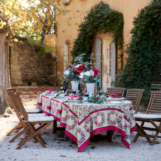 TABLECLOTH 71X106 WINTER GARDEN RED/GREEN
