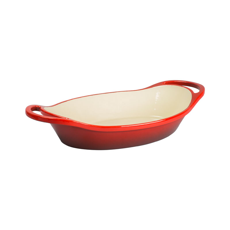 LODGE ENAMELED CAST IRON OVAL SERVER 2 QT RED
