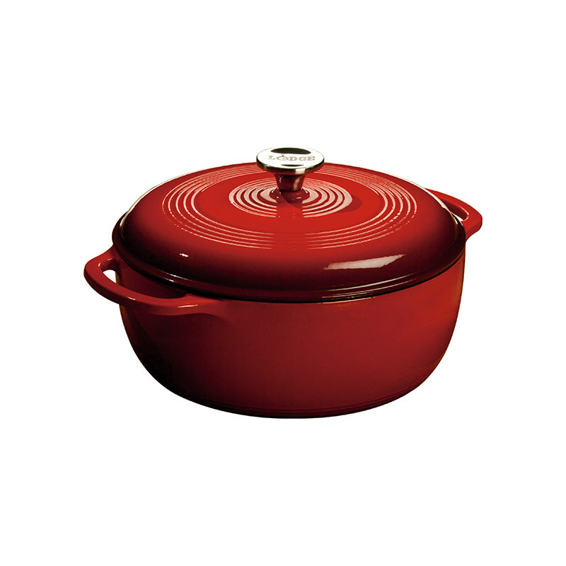 LODGE ENAMELED CAST IRON DUTCH OVEN 6 QT RED