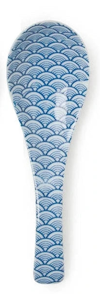 BLUE & WHITE SOUP SPOON 5.5” -CIRCLES