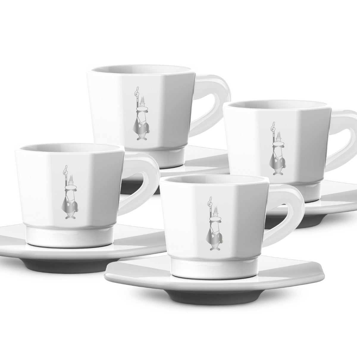 ESPRESSO CUPS/SAUCERS SET OF 4 WITH LOGO
