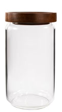 BEVELED GLASS CANISTER WITH WOOD LID 34OZ
