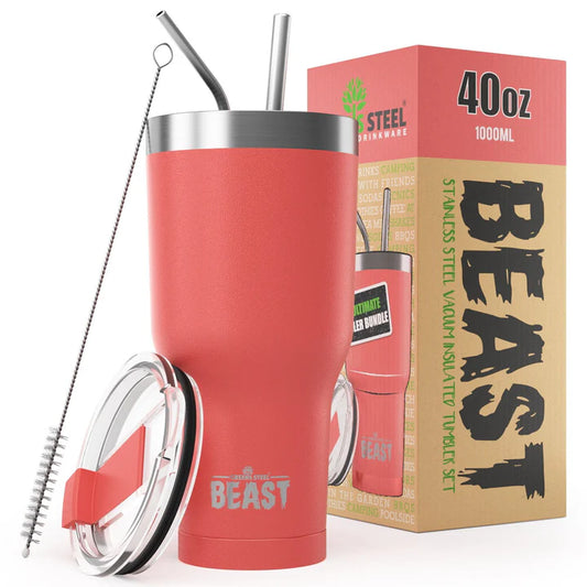COFFEE TUMBLER SS 40 OZ CORAL