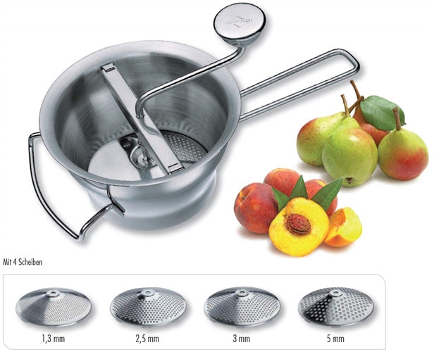 FOOD MILL WITH 4 DISCS SS
