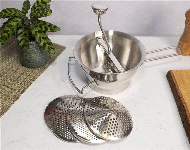 FOOD MILL WITH 4 DISCS SS