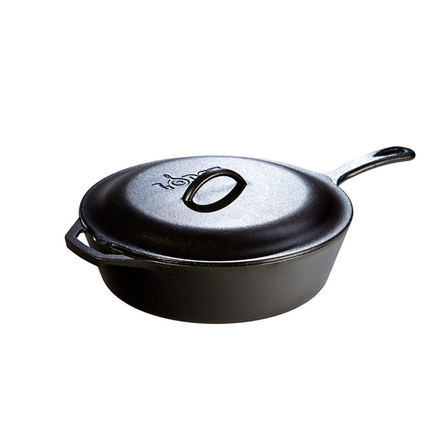 LODGE CAST IRON COVERED DEEP SKILLET 5 QT