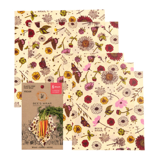 BEE'S WRAP 5 PK VEGAN MEADOW MAGIC