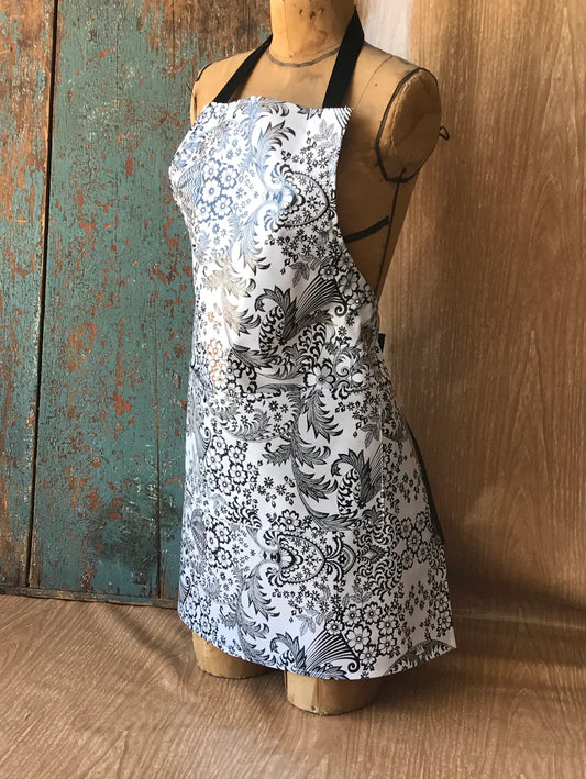 OILCLOTH APRON PARADISE BLUE