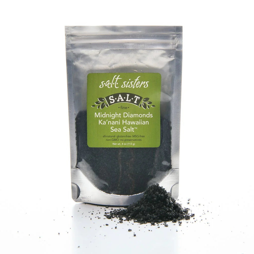 SALT SISTERS MIDNIGHT DIAMONDS KA'NANI HAWAIIAN SEA SALT 4 OZ