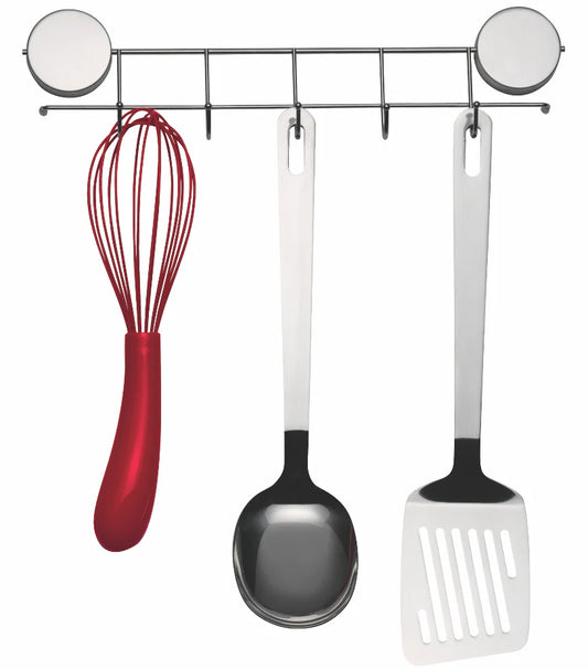 MAGNETIC HOOK RACK 5 HOOKS SS