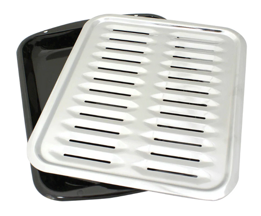 HEAVY DUTY PORCELAIN & CHROME BROILER PAN 16X12.75