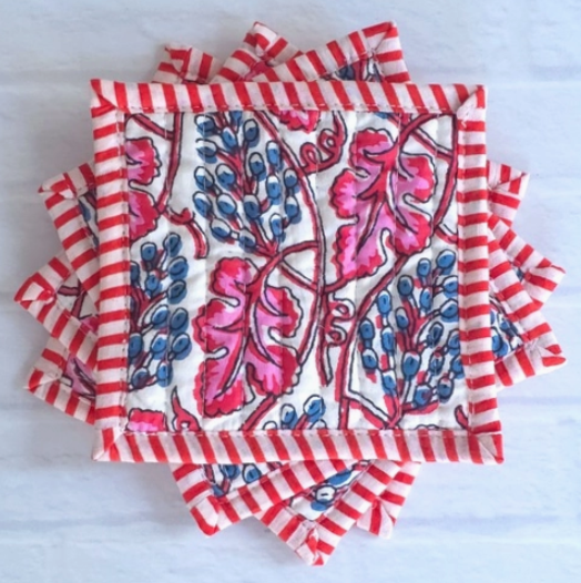 BERRY LEAF COASTERS SET/4