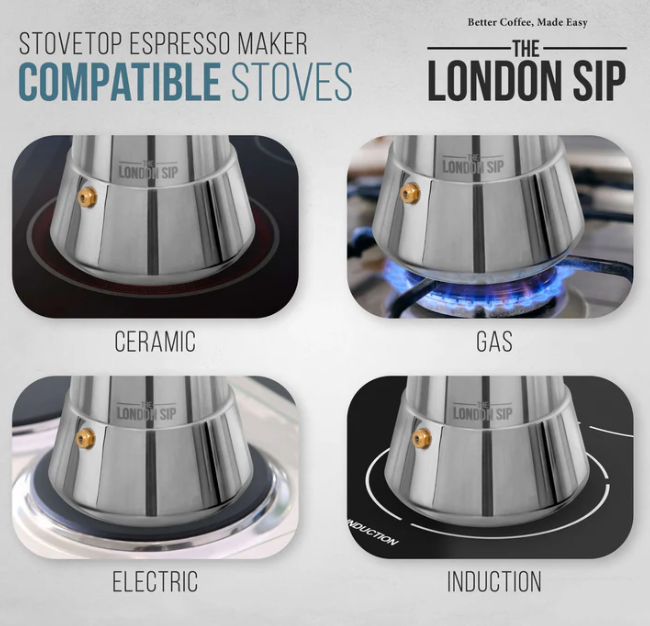 LONDON SIP STAINLESS ESPRESSO MAKER 3 CUP