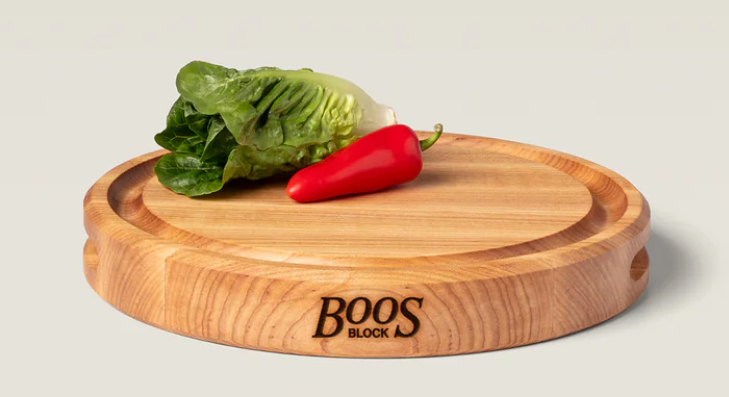 BOOS 12" ROUND MAPLE CUTTING BOARD w/JUICE GROOVE