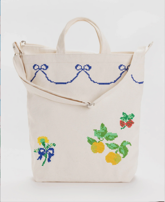 ZIP DUCK BAG-CROSS STITCH