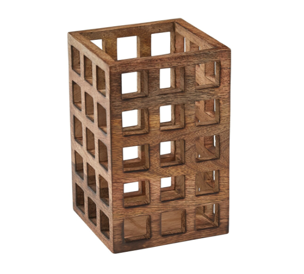 WOODEN LATTICE UTENSIL HOLDER