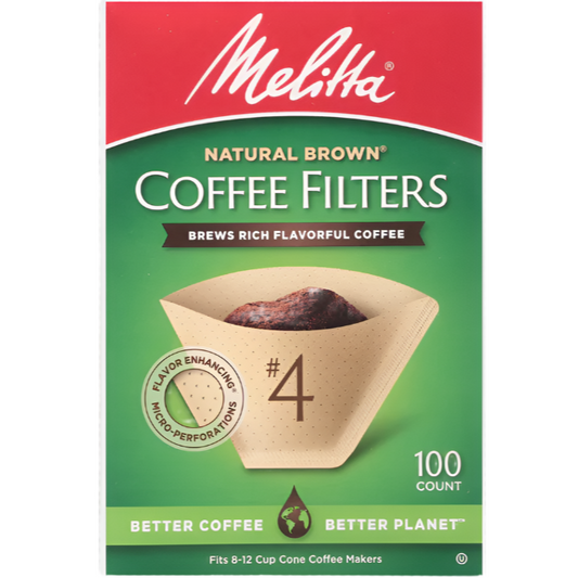MELITTA NATURAL BROWN COFFEE FILTERS #4 40CT