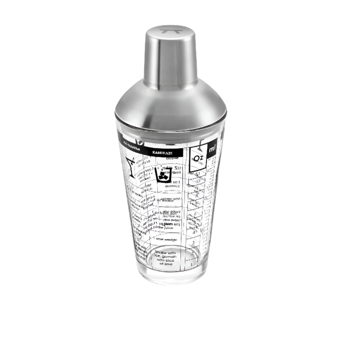 GLASS COCKTAIL RECIPE SHAKER