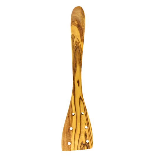 SPATULA OLIVE WOOD W/HOLES
