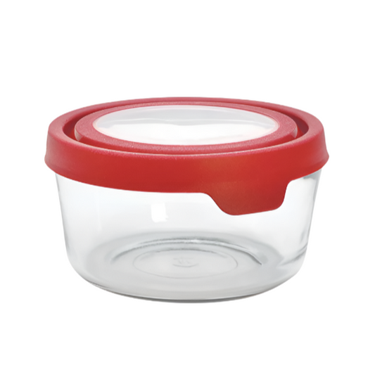 GLASS STORAGE ROUND 7 CUP RED