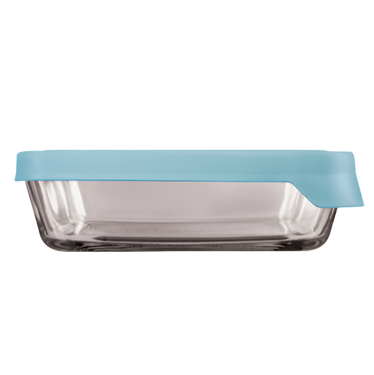 GLASS STORAGE RECTANGLE 6 CUP MINERAL BLUE