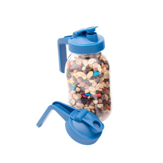 POUR & STORE PITCHER LID WITH HANDLE FOR MASON JARS: DEEP BLUE / REGULAR MOUTH JAR INCLUDED
