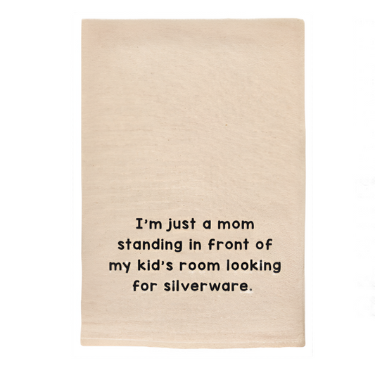 MOM LOOKING FOR SILVERWARE FUNNY NATURAL TOWEL