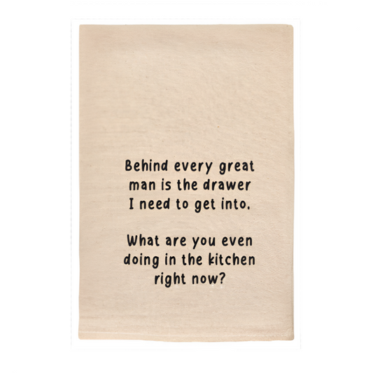 BEHIND EVERY GREAT MAN FUNNY NATURAL TOWEL