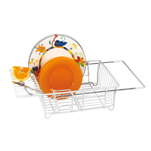 ADJUSTABLE OVER-THE-SINK DISH DRAINER WHITE