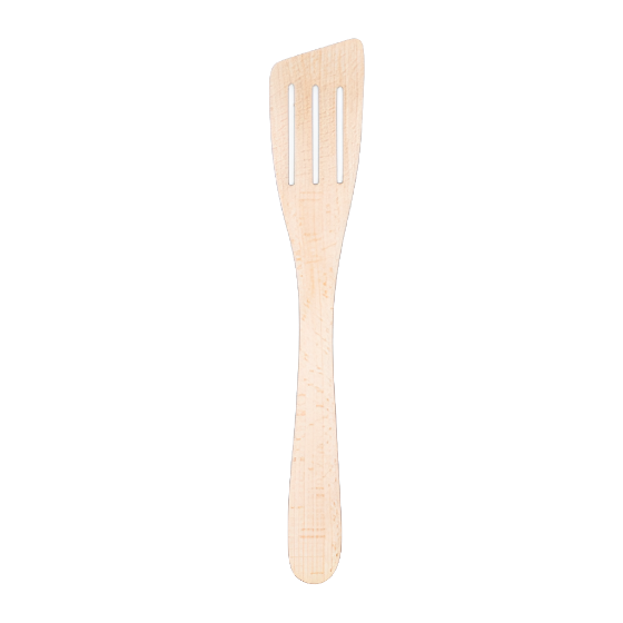 BEECHWOOD 12" CURVED SLOTTED SPATULA W/BEVELED EDGE
