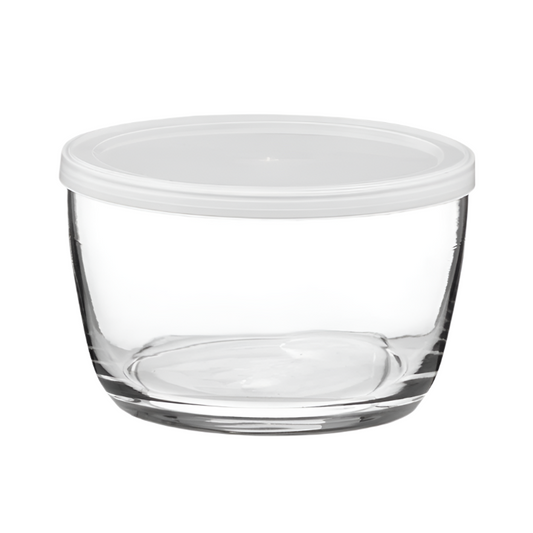 GLASS BOWL W/PLASTIC LID 16OZ 4.25"