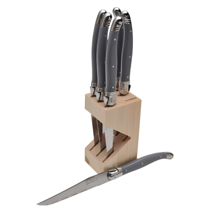 LAGUIOLE KNIFE BLOCK SET 6 PC GRY