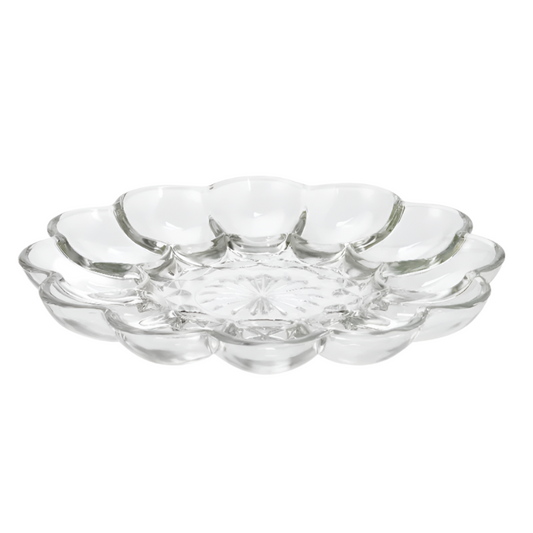 GLASS DEVILED EGG SERVER