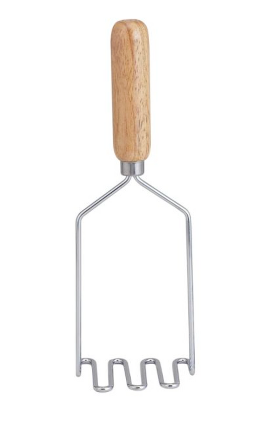 WOOD HANDLE POTATO MASHER 10"