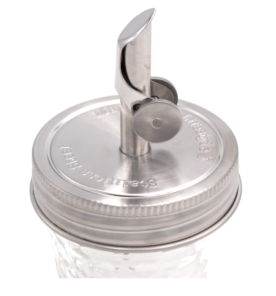 STAINLESS STEEL OIL CRUET LID REGULAR MOUTH SET/2