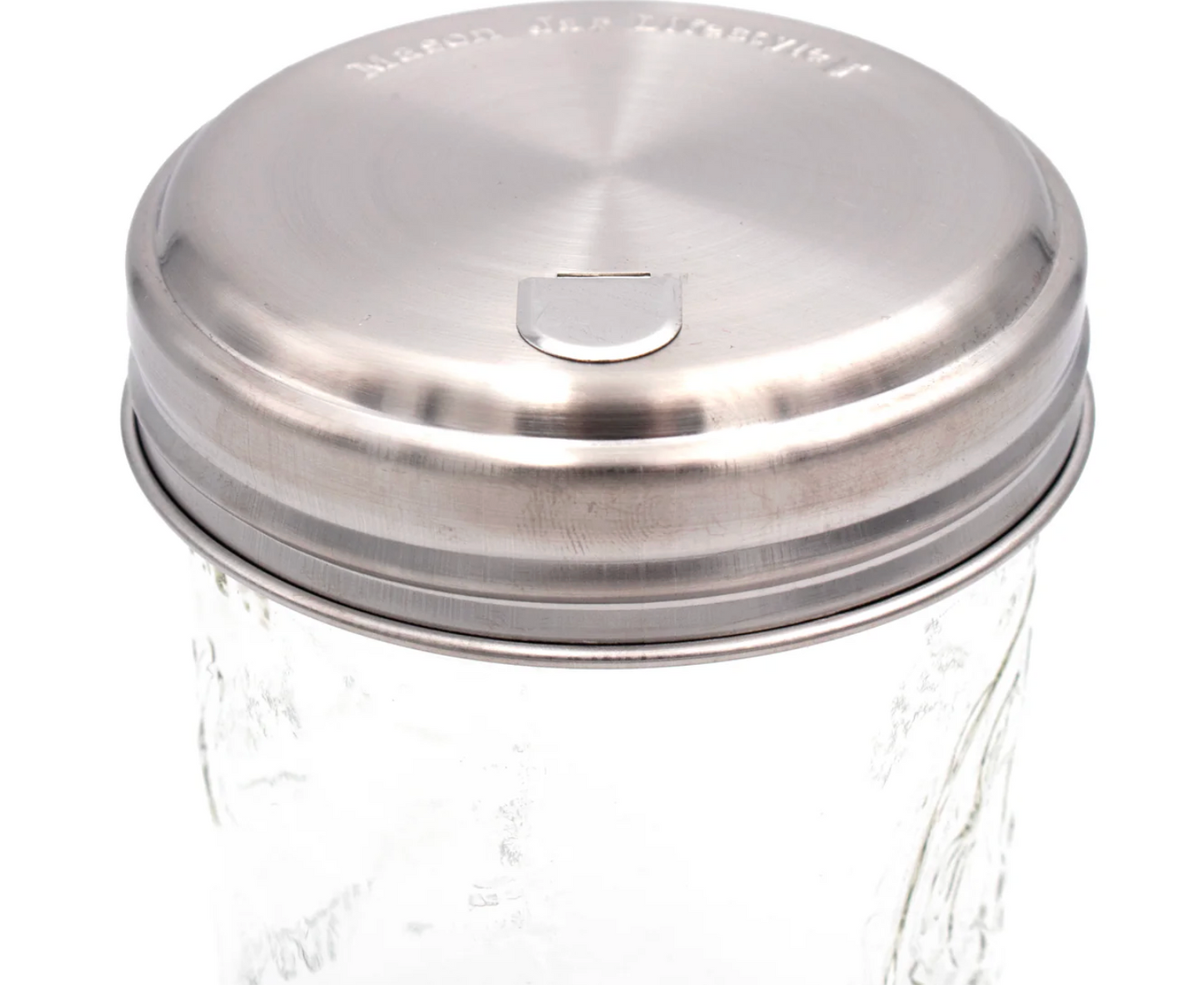 STAINLESS STEEL MASON JAR SUGAR LIDS WIDE MOUTH 2/PK