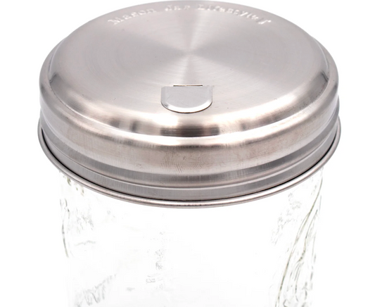 STAINLESS STEEL MASON JAR SUGAR LIDS WIDE MOUTH 2/PK