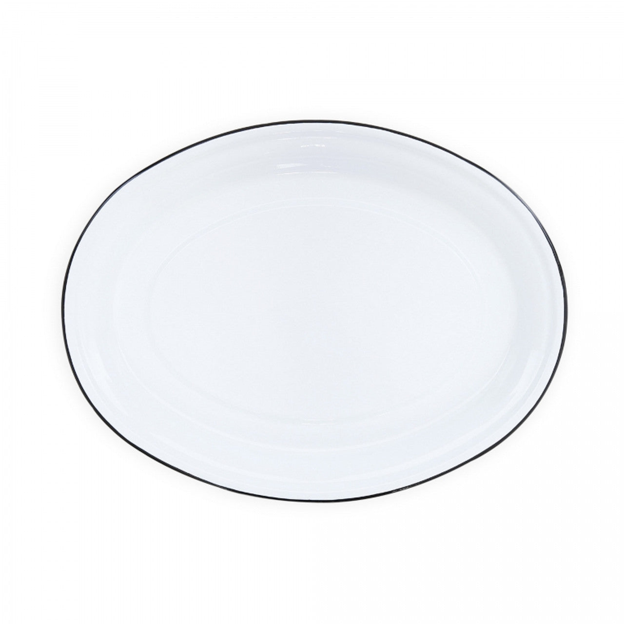 ENAMEL OVAL PLATTER WITH BLACK RIM