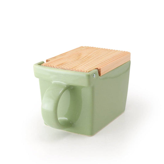 Bee House Ceramic Salt Box With Wooden Lid - Artichoke