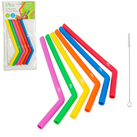 SILICONE REUSABLE STRAWS SET OF 6