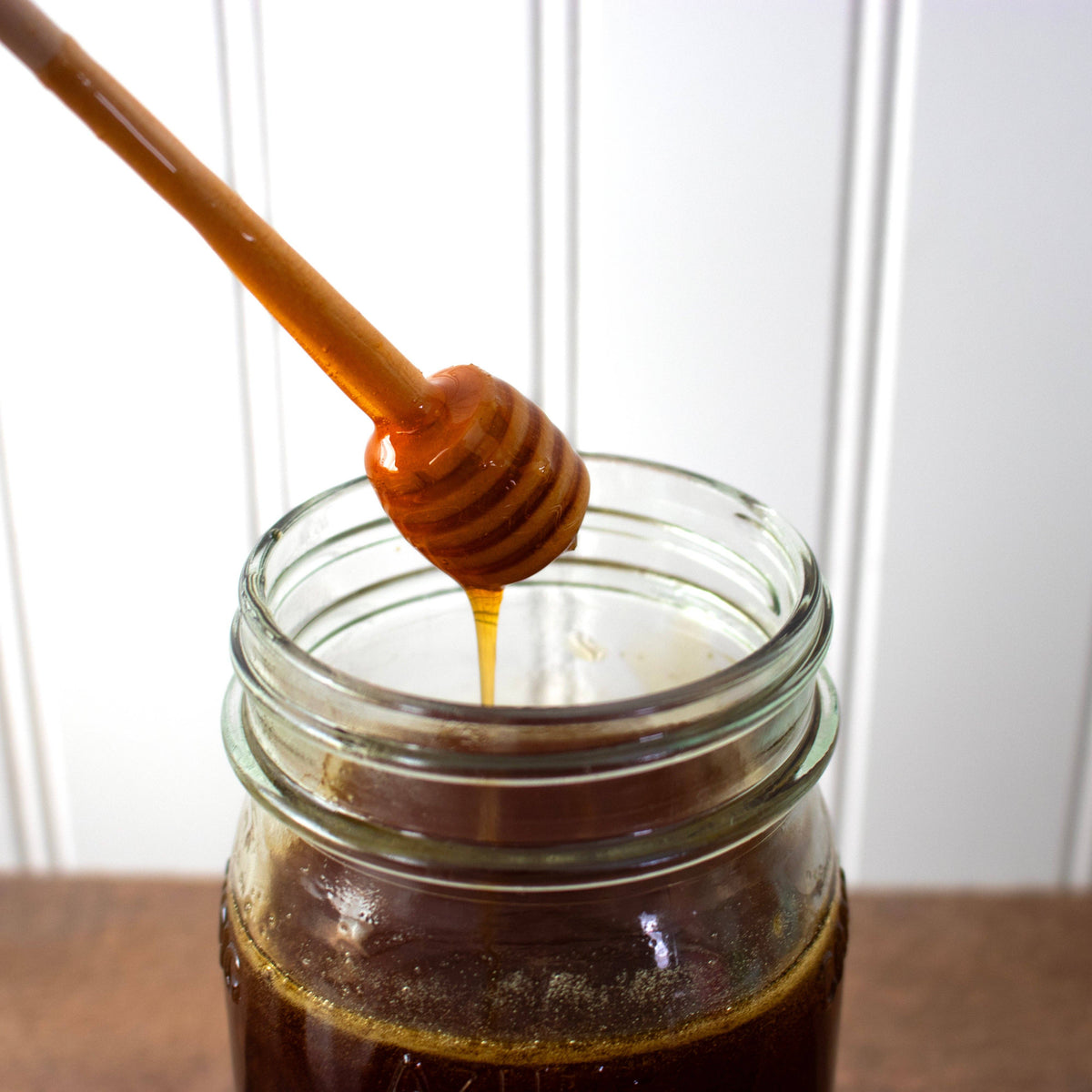 Bamboo Honey Dipper Lid for Mason Jars With Wide Mouth Jar