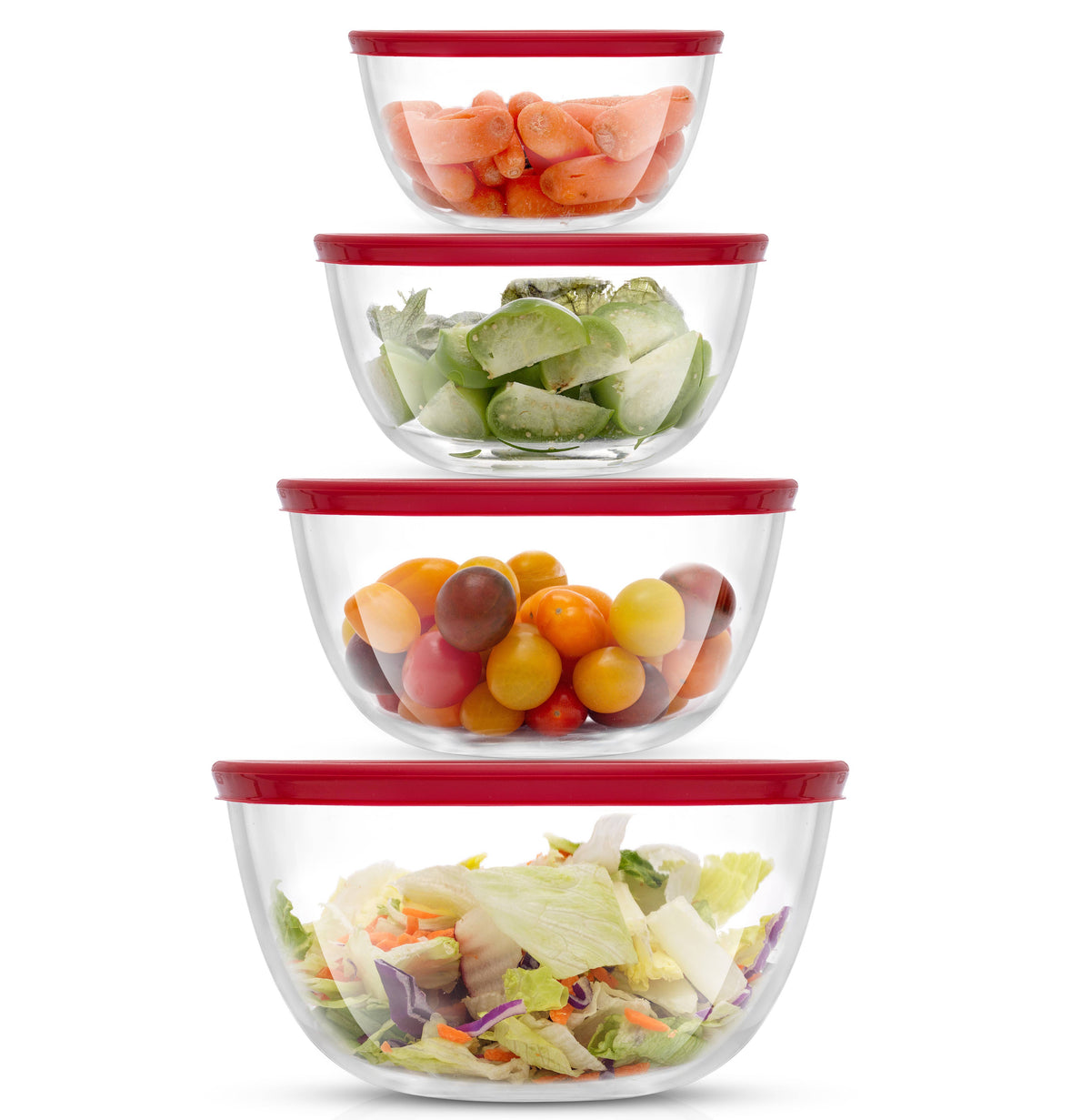 Glass Mixing Bowls With Lids Set/4