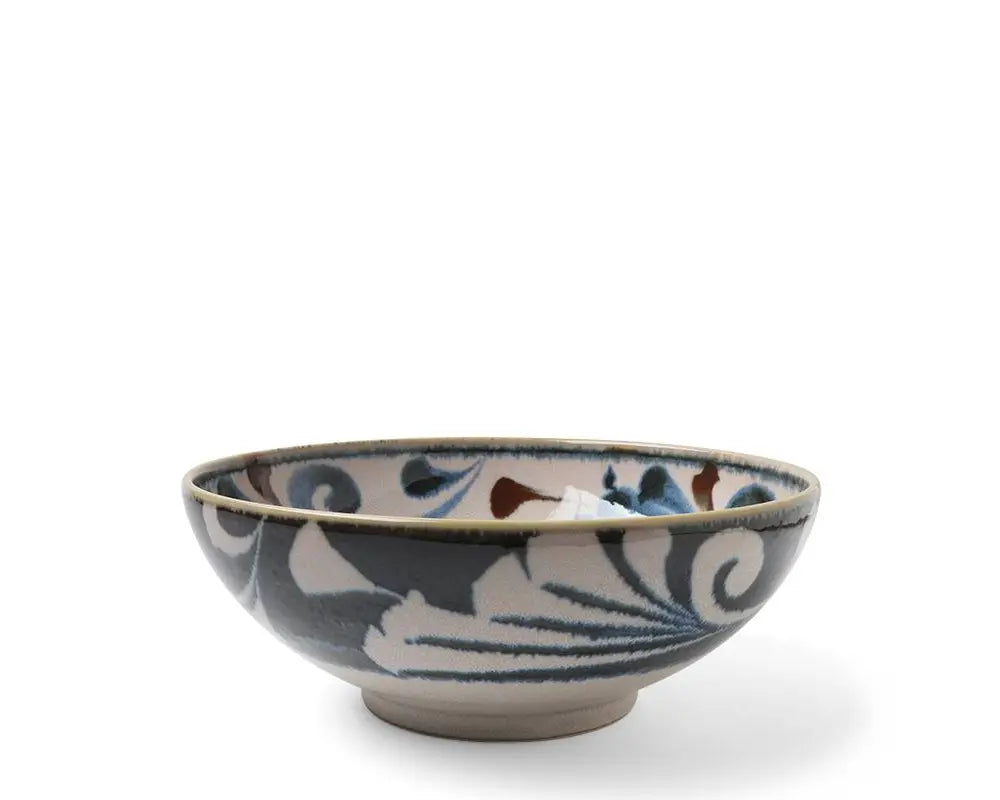 RUSTIC BLUE VINES SHALLOW BOWL 8.5"