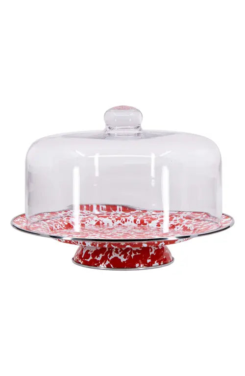 RED SWIRL CAKE PLATE
