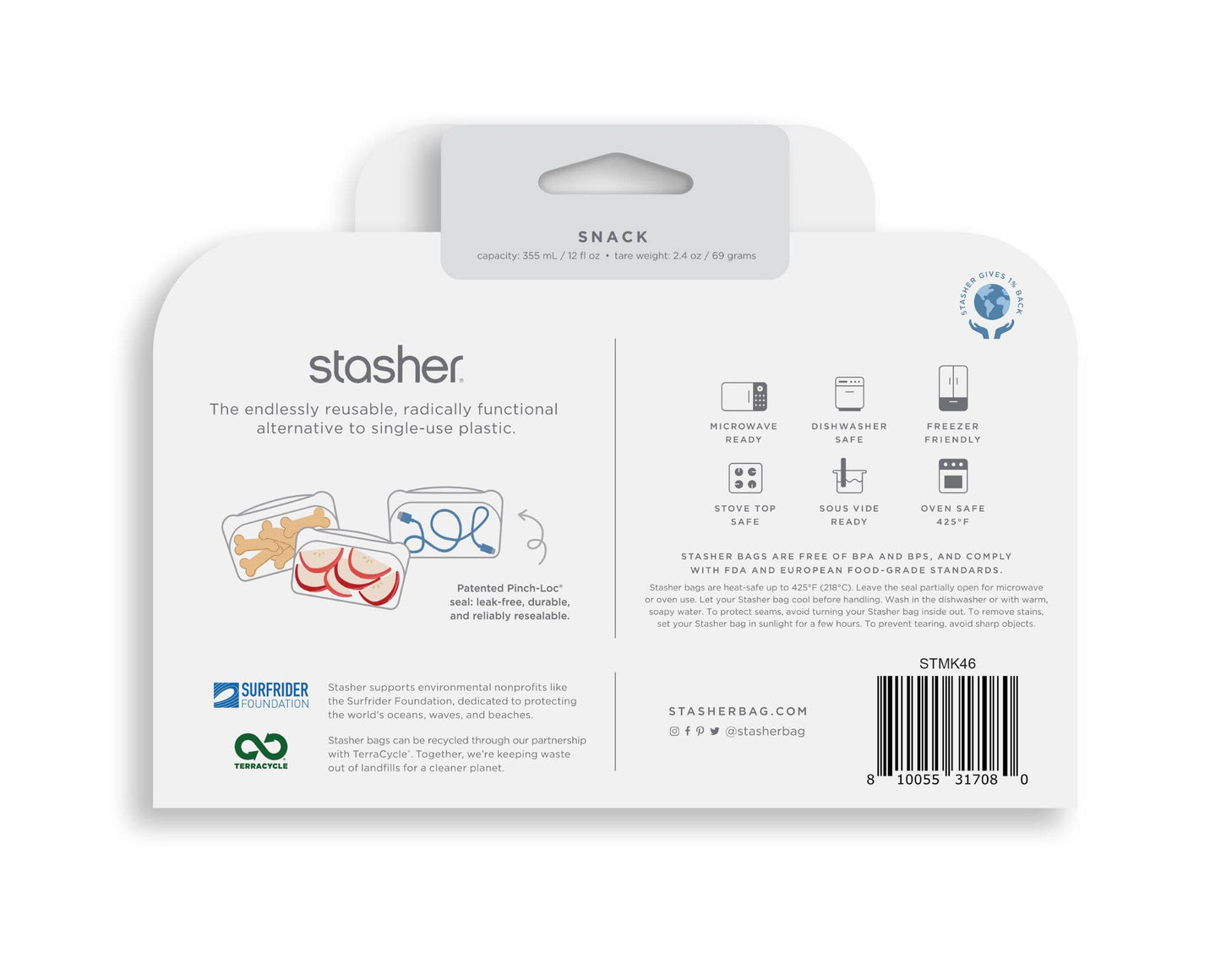 STASHER SNACK BAG: DEEP OCEAN