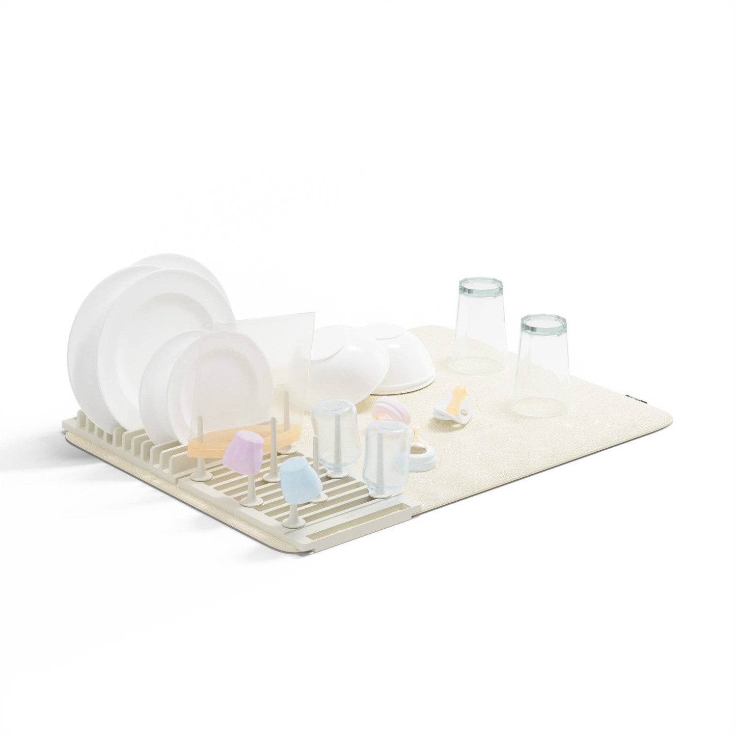 UDRY PEG DISH RACK WITH MAT: LINEN