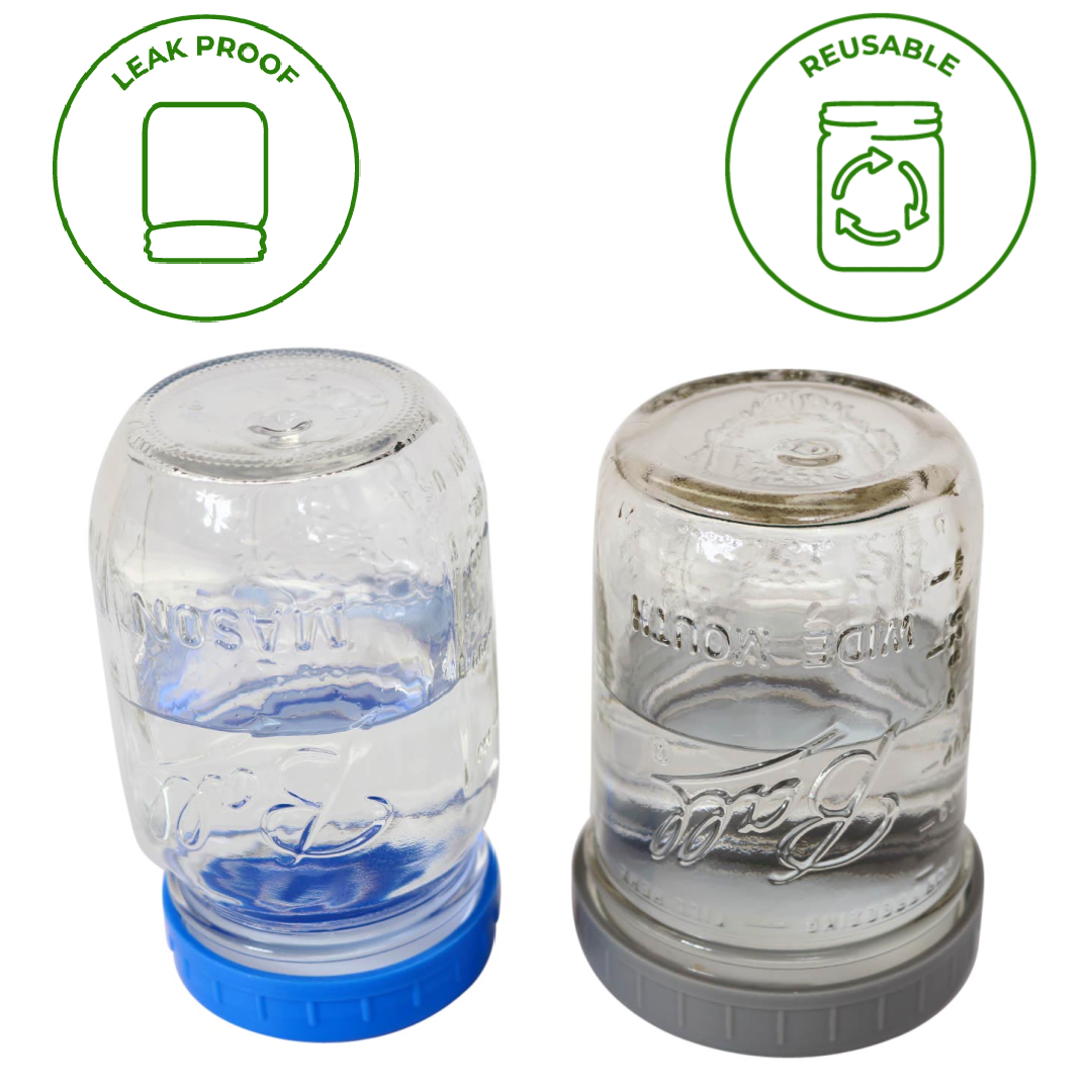 MJL LEAK PROOF PLASTIC STORAGE LIDS FOR MASON JARS: WIDE MOUTH