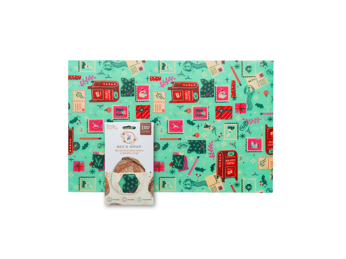 Seasons Greetings Bread Wrap, Holiday Food Wrap